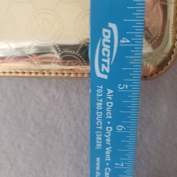 Michael Kors Gold Metallic Crossbody Bag MK Signature Logo Gold Chain Strap - Picture 5 of 11